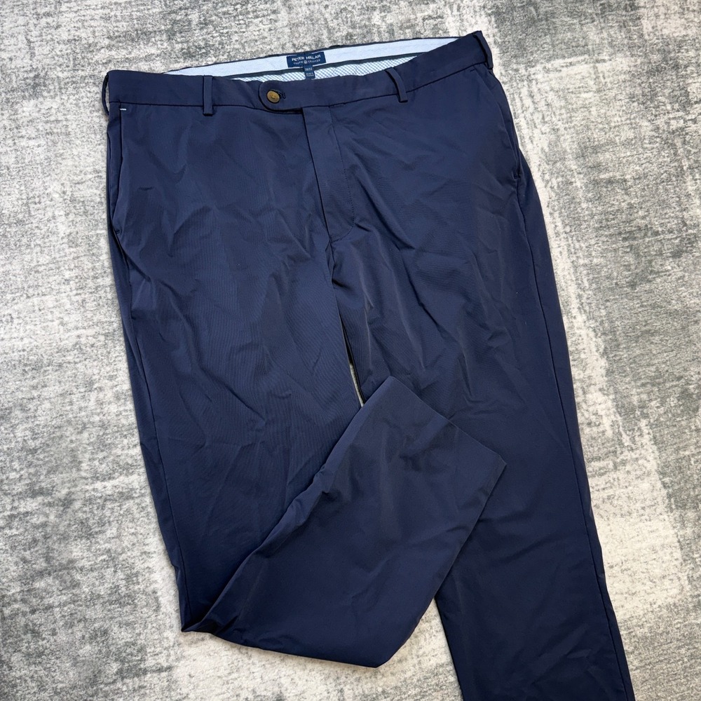 Peter Millar Crown Crafted Pants Mens 38x32 (36x29) Blue Performance Nylon Golf